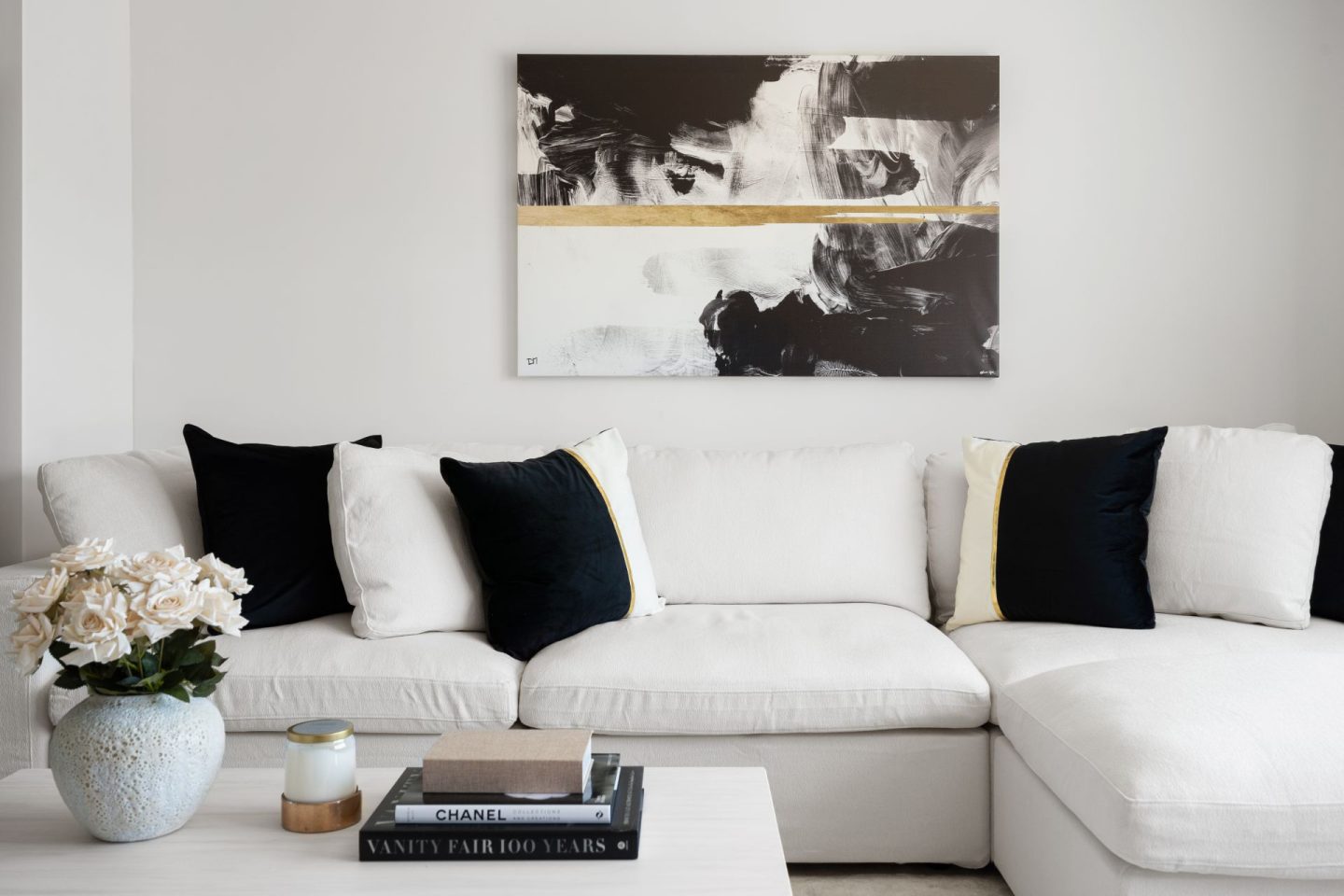 Chic Living Room Furniture, Neutral Minimalist Décor, Ivory Sectional Sofa, Boucle Accent Chairs, Black and White Color Palette, Sophisticated Home Furnishings, Modern Living Room Design, Timeless Interior Décor, Elegant Home Accessories, Comfortable Lounge Furniture, Chic, neutral, minimal, ivory sectional, boucle chairs, black and white color palette, sophisticated, elegant, contemporary, cozy, timeless, stylish, comfortable, minimalist, chic, Chic Neutral Living Room, living room aesthetic, black and white living room aesthetic, minimal living room, stay at starlight scottsdale, Jennifer Worman